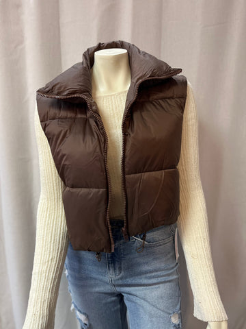 Polly Puffer Vest - Brown