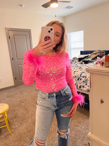Pink Sequin Bodysuit